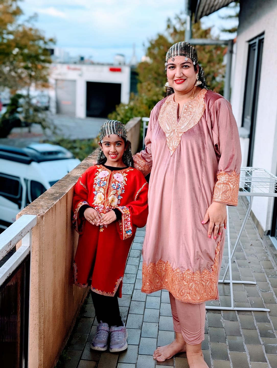 Customer photo review of Paisley Tilla-Embroidered Pink Velvet Pheran