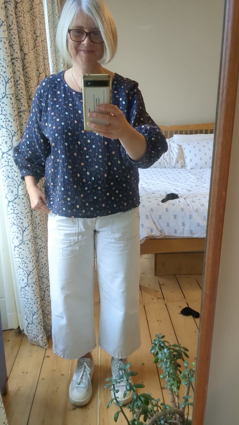 Customer photo review of Mini Fruits on Navy Double Gauze Fabric