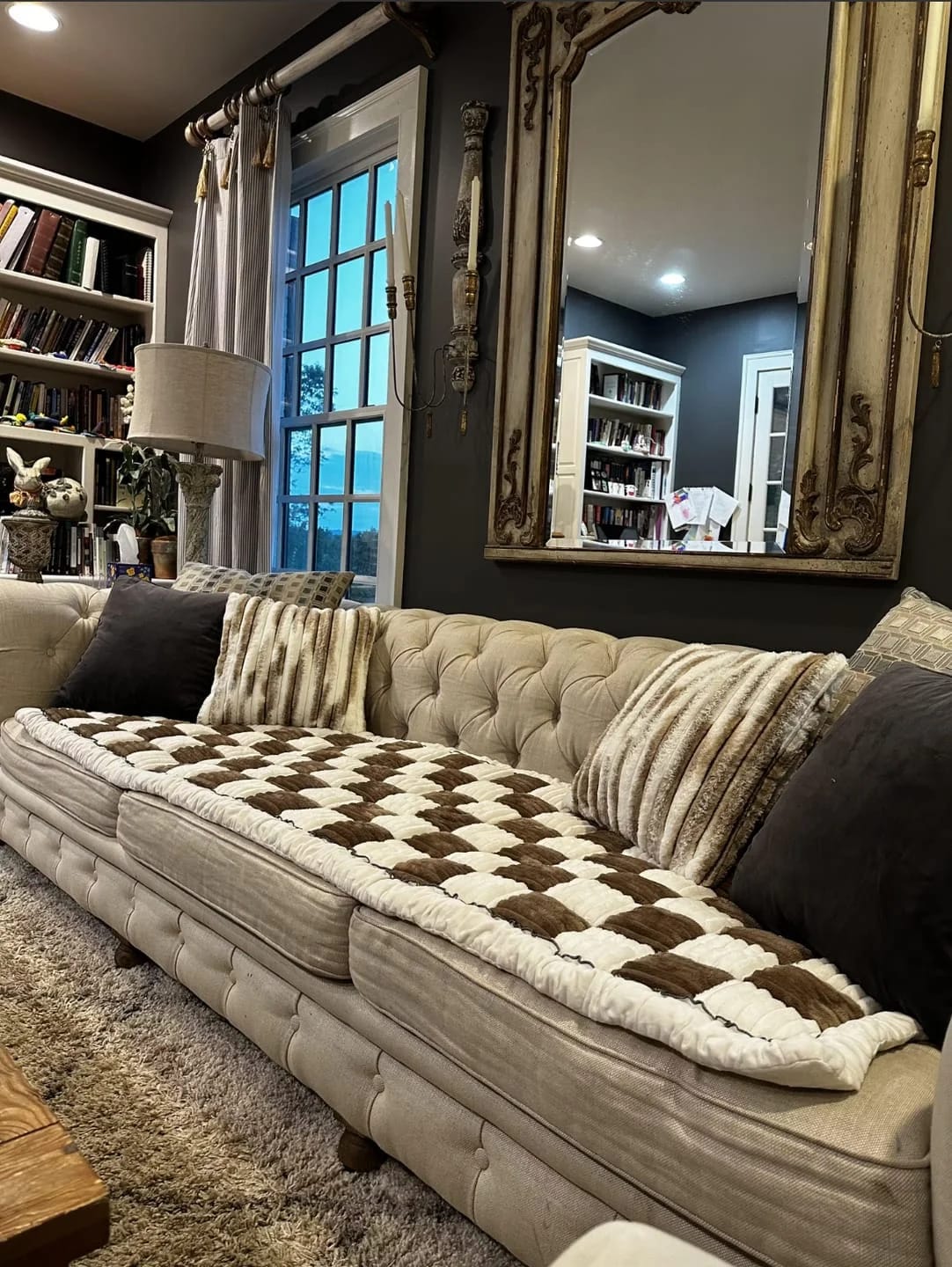 Customer photo review of Plush Chenille Dog & Cat Sofa Cover