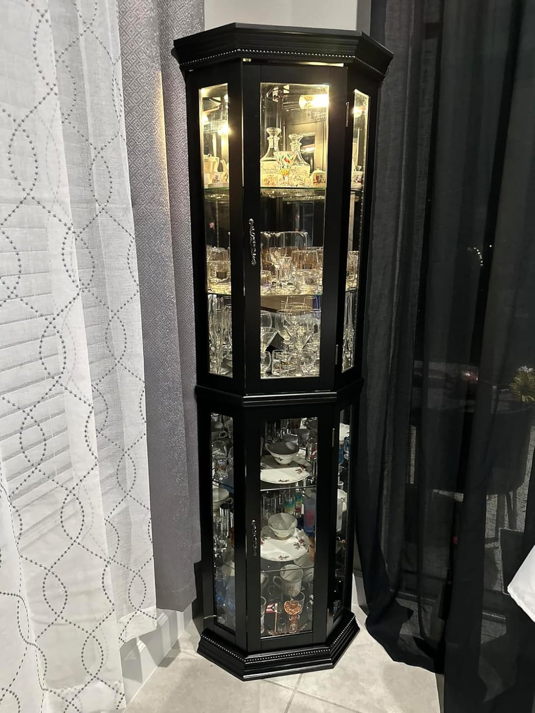 Customer photo review of Lorona 70" Tall Glass Door Corner Curio Cabinet