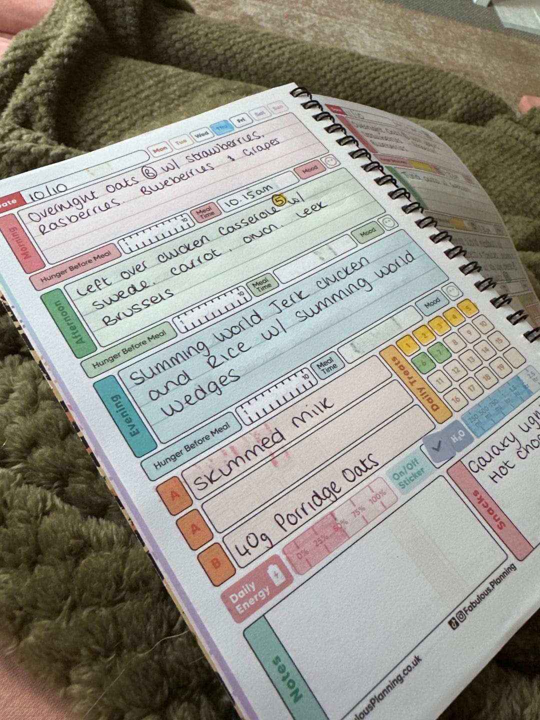 Customer photo review of Food Diary - C64 - Slimming World Compatible - Spacious