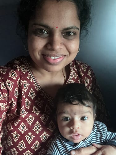 Customer photo review of Maroon Block Printed Suit Set