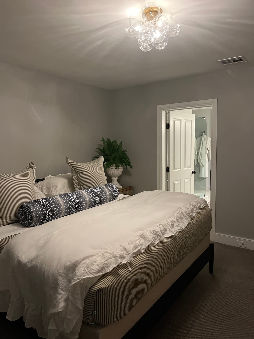 Customer photo review of 3-Light Brass Cluster Clear Glass Globe Bubble Ceiling Light