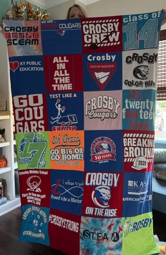 T-shirt quilt featuring crosby cougars by Jennifer from KY