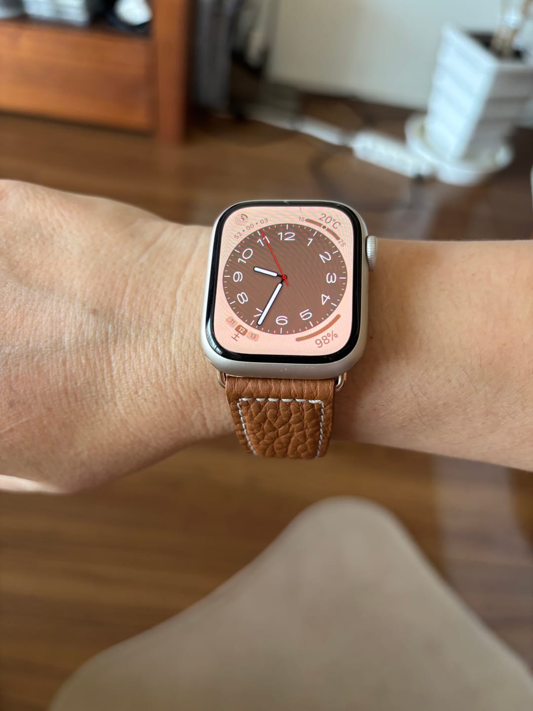 Customer photo review of Apple Watch用レザーバンド　ロワールブラウン/ホワイトステッチ