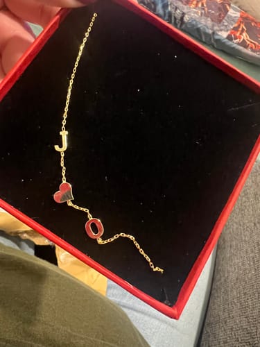 Customer photo review of Sideways Letter Necklace