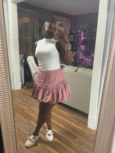 Customer photo review of Elastic Waist Mini A-Line Skirt