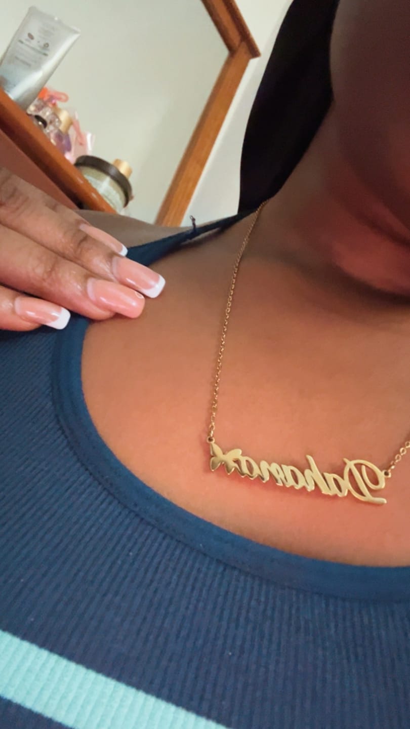 Customer photo review of Butterfly Name Necklace