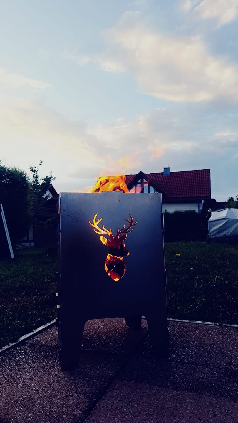 Customer photo review of Feuertonne Hirsch aus edlem Stahl