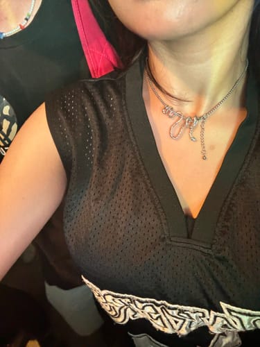 Customer photo review of Snake Pendant Rolo Chain Necklace