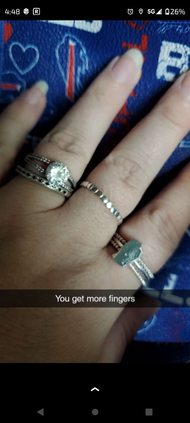 Customer photo review of Aquamarine Stacking Ring Set Sterling Silver