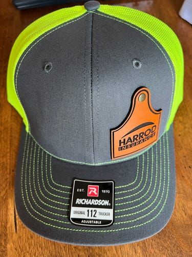 Customer photo review of Custom Leather Patch Hats Richardson 112 Laser Engraved