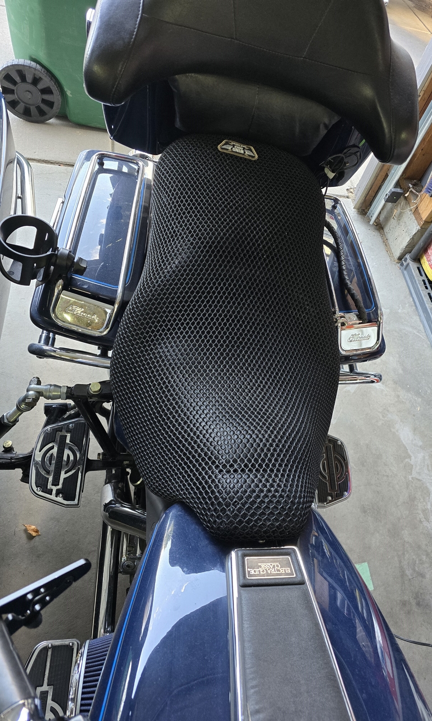 Wind Rider mesh seat cover on a Harley Davidson Electra Glide Classic