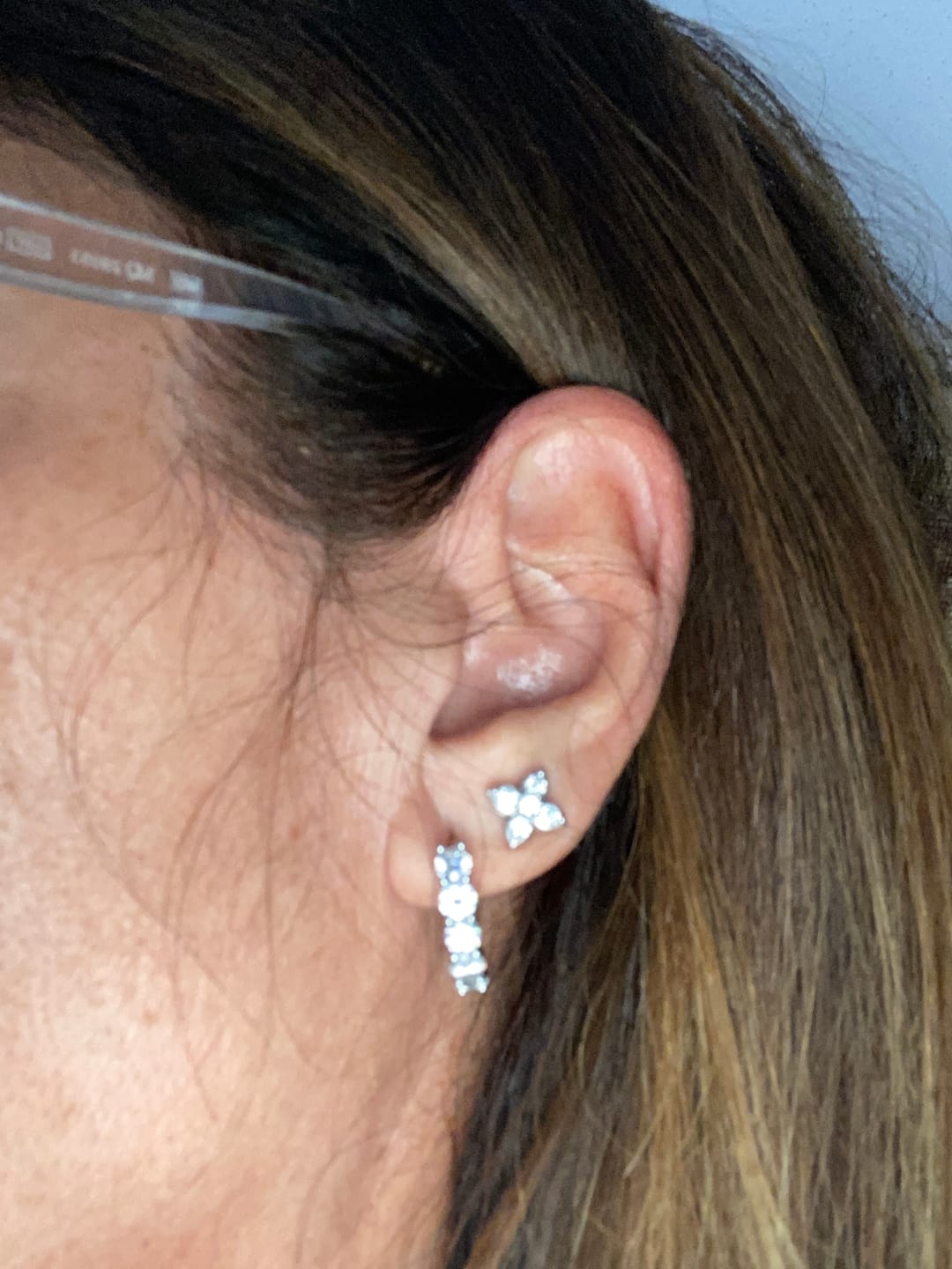 Customer photo review of MOISSANITE JASMINE STUDS. - WHITE GOLD