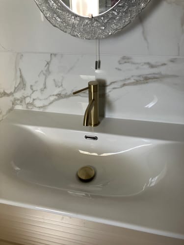 Customer photo review of Mitigeur de salle de bain or brossé