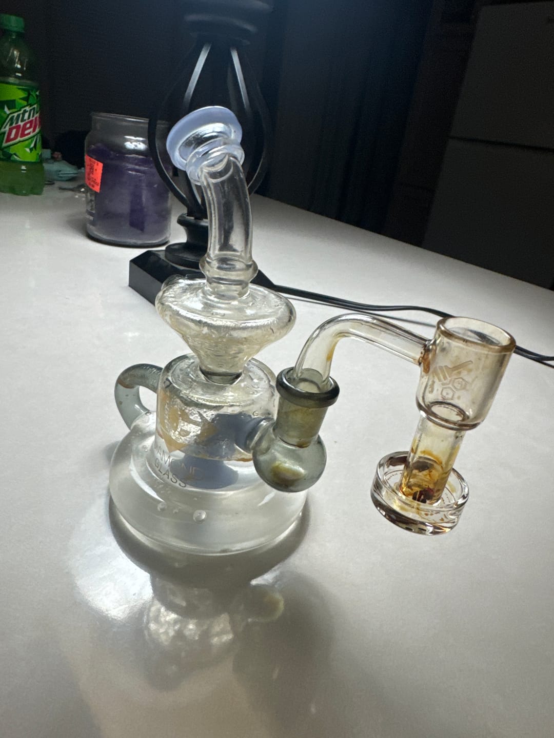 Customer photo review of HONEYSUCKLE BEVEL QUARTZ BANGER - 90° DEGREE | YL