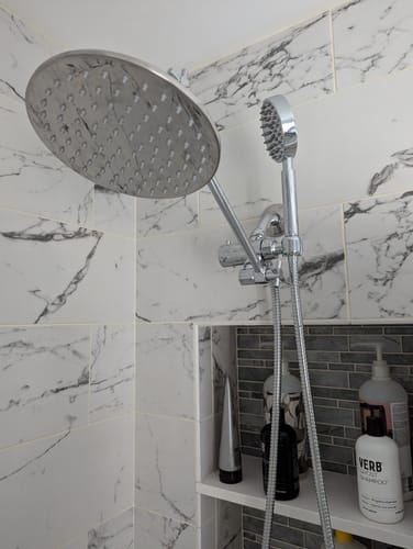 Customer photo review of 1-Spray Dual Shower Head with Adjustable Shower Arm