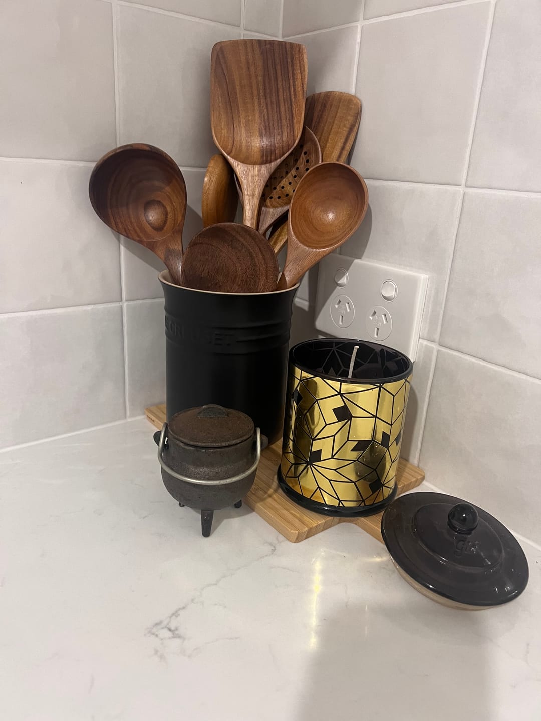 Customer photo review of Teak Wooden Utensil Set