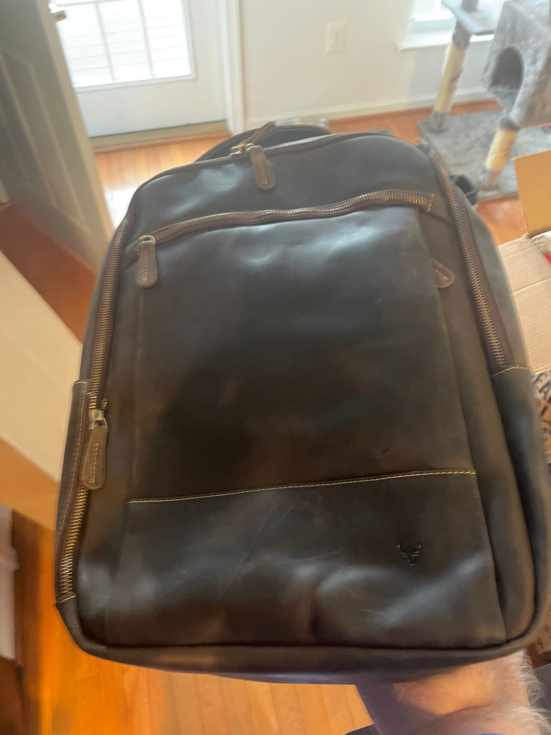 Customer photo review of Vintage Valor Leather Laptop Backpack