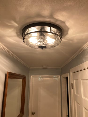 Customer photo review of Farmhouse Round Hammered Glass Flush Mount