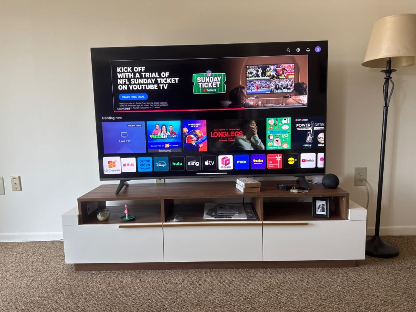 Customer photo review of Broadway 70" White Low Profile TV Stand with Drawers