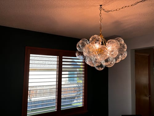 Customer photo review of Brass Cluster Sculpture Texture Glass Globe Bubble Chandelier