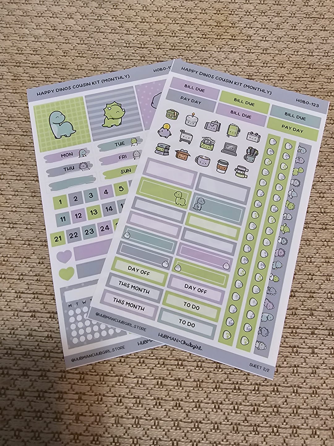 Customer photo review of Happy Dinos Theme Hobonichi Cousin Monthly Kit (Set of 2)