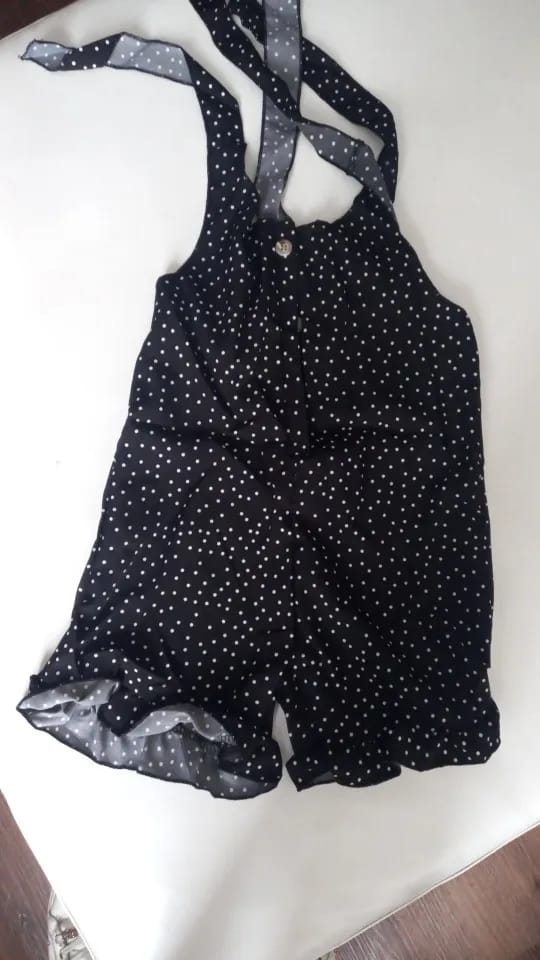 Customer photo review of Polka Dot Tie Shoulder Romper