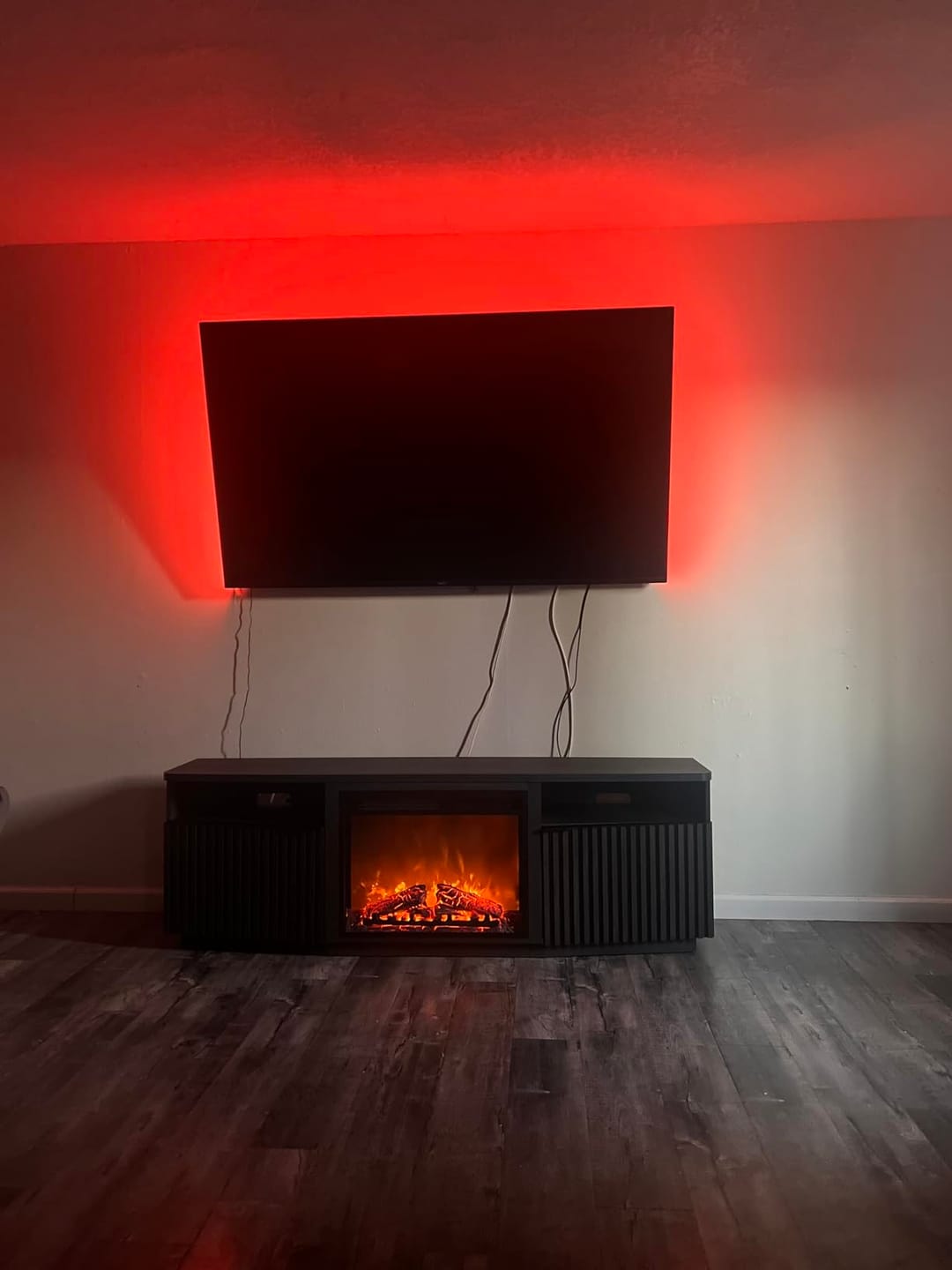 Customer photo review of Sofia 68" Slatted Door Fireplace TV Stand