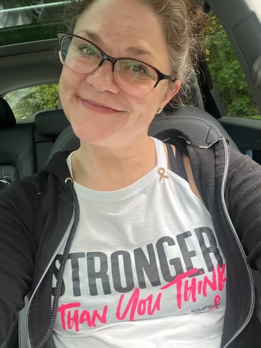 Customer photo review of Breast Cancer Awareness Rocker Tanks