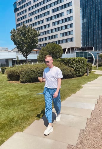Customer photo review of INCERUN Men's Casual Solid Color Loose Pants SKUH95615