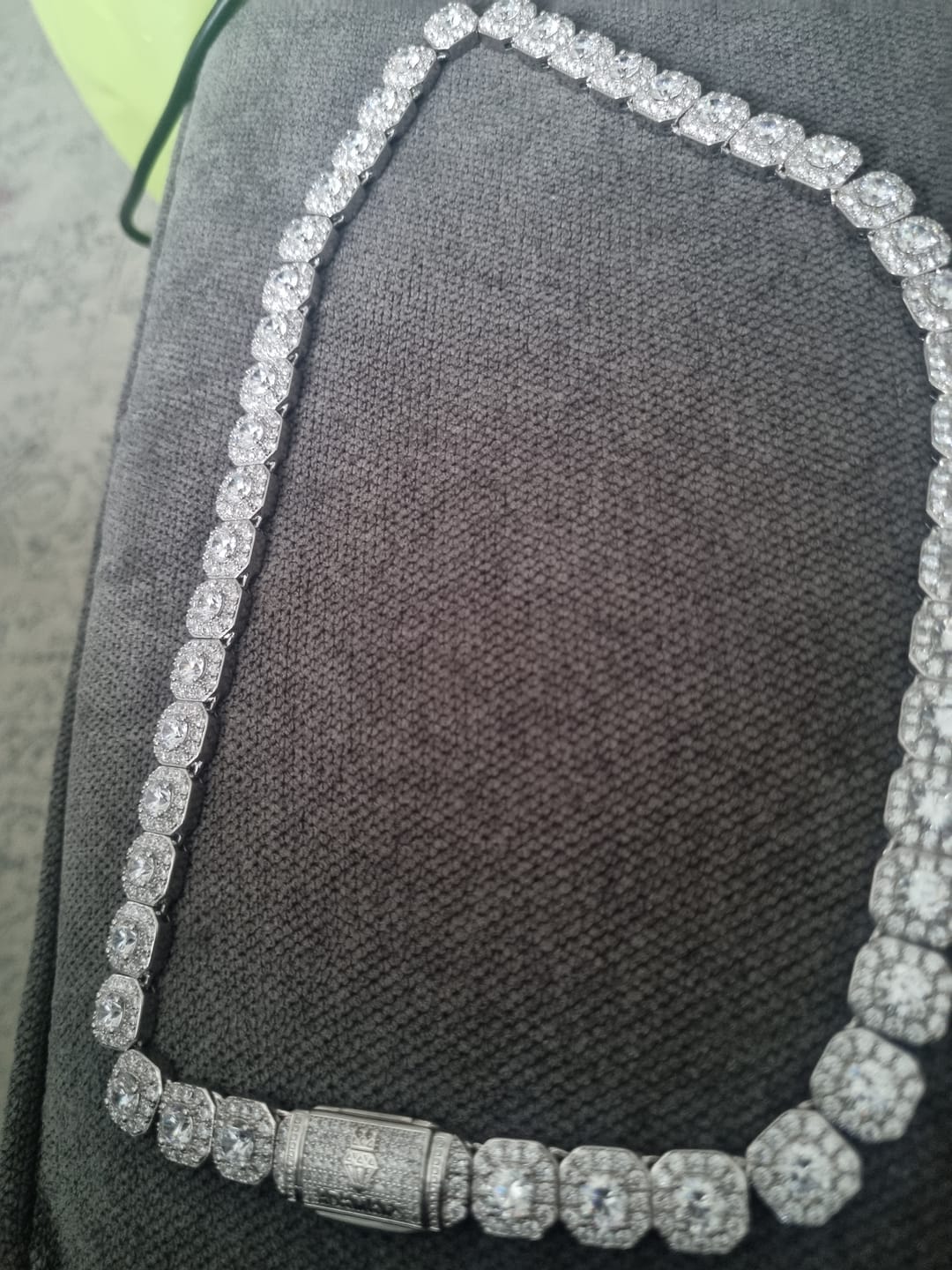 Customer photo review of 10mm Clustered Tennis Chain - White Gold