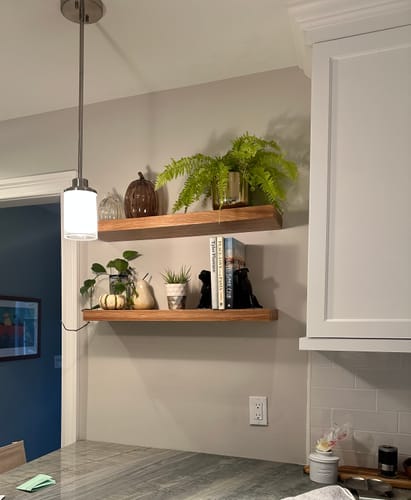 Customer photo review of White Oak Floating Shelves