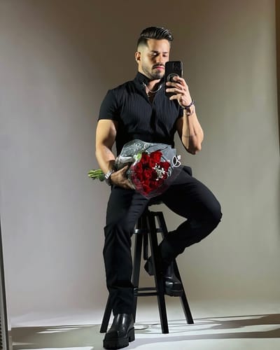 Customer photo review of Mens Solid Textured Notched Neck Short Sleeve T-Shirt SKUK61909