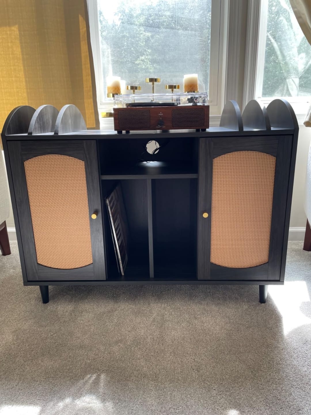 Customer photo review of 38" Rattan Door Record Player Stand