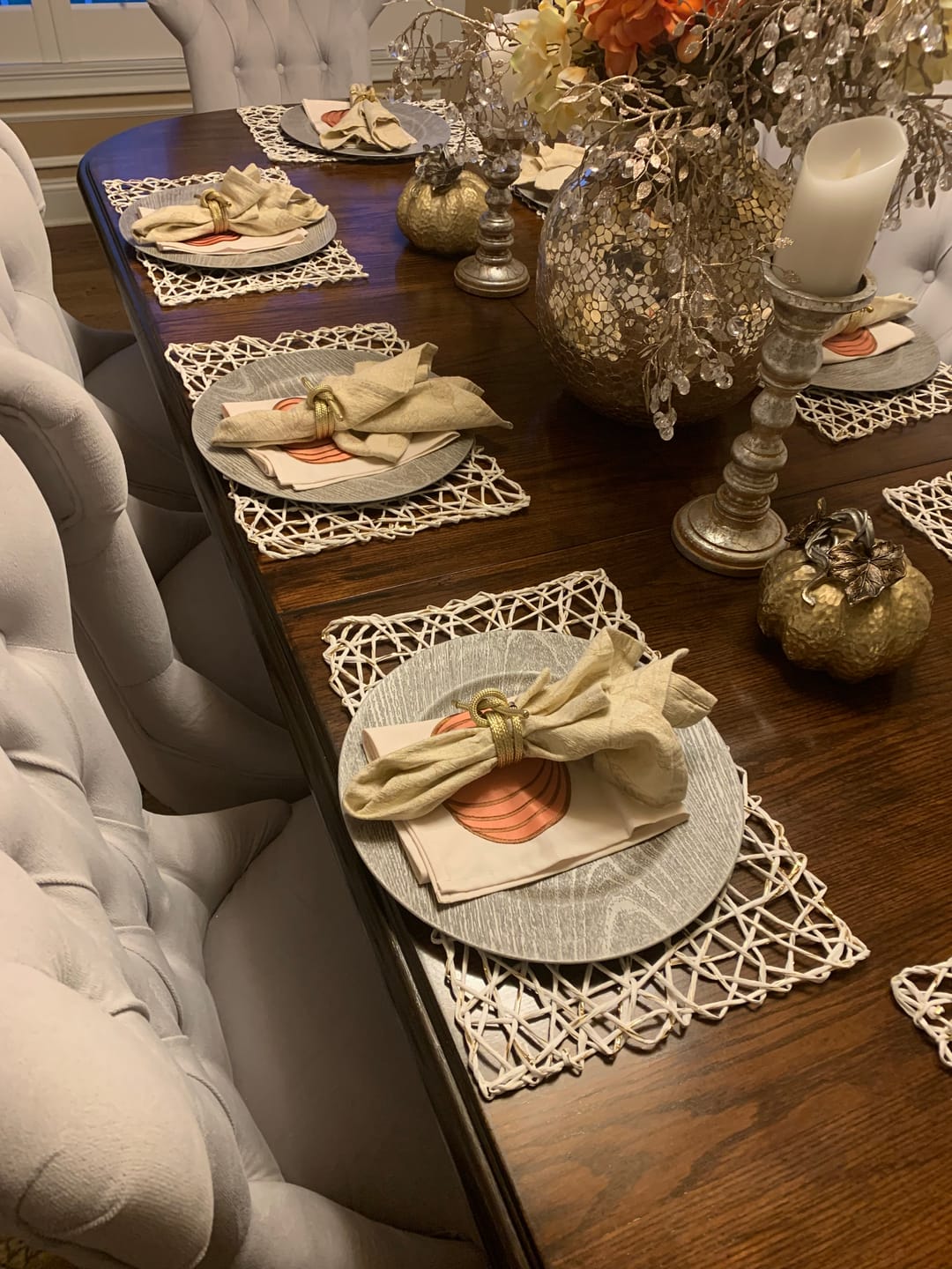Customer photo review of Top Knot Napkin Ring in Gold, Set of 4