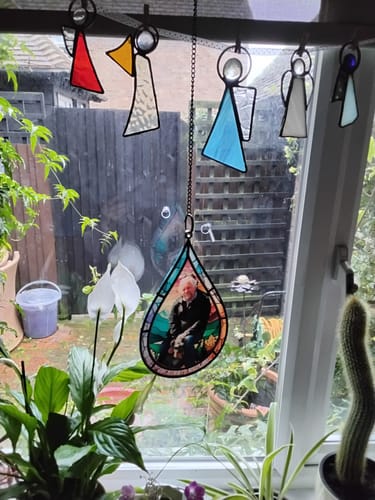 Customer photo review of Memorial Family Gift Teardrop - Personalized Window Hanging Suncatcher Photo Ornament