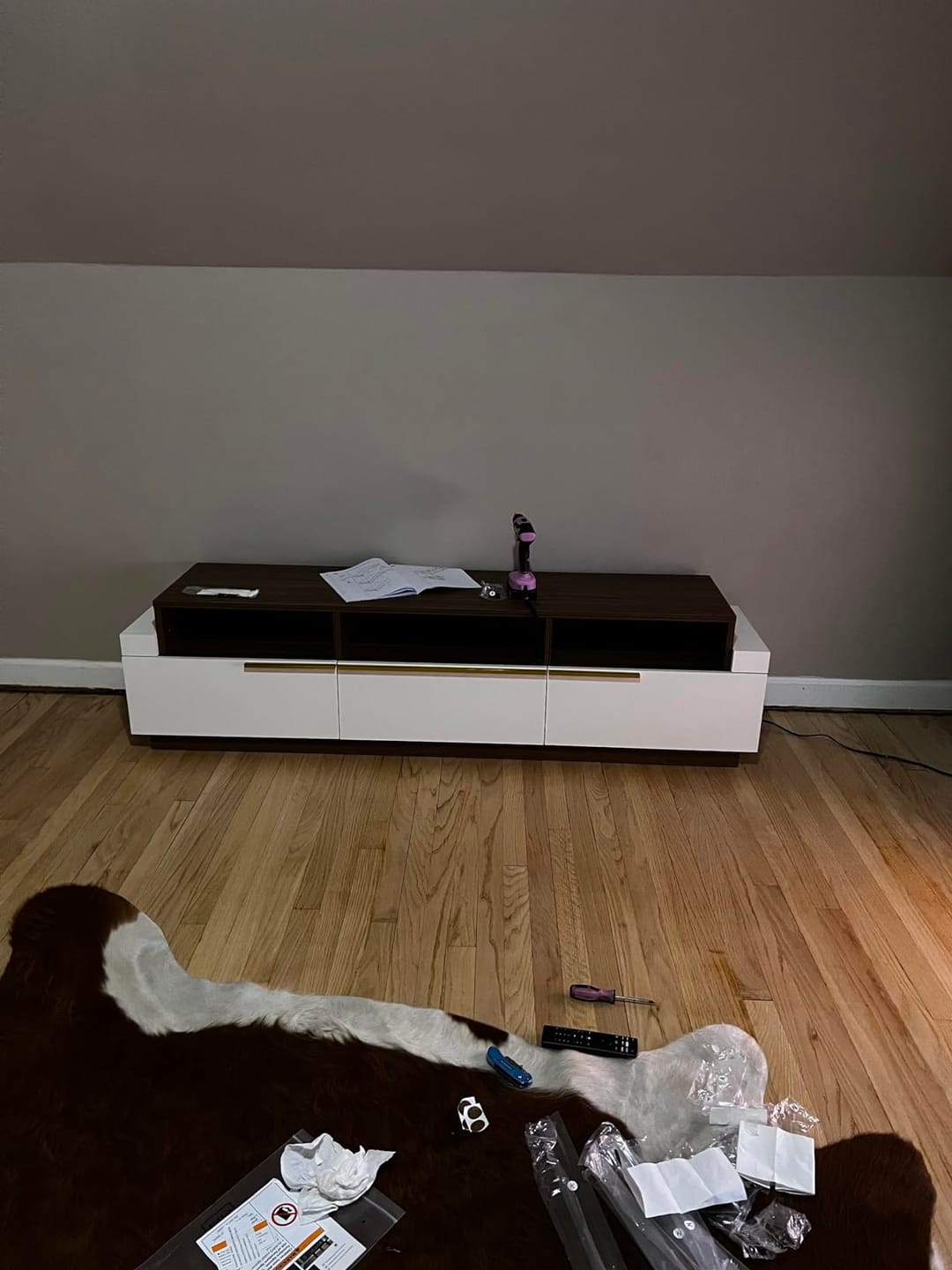 Customer photo review of Broadway 70" White Low Profile TV Stand with Drawers