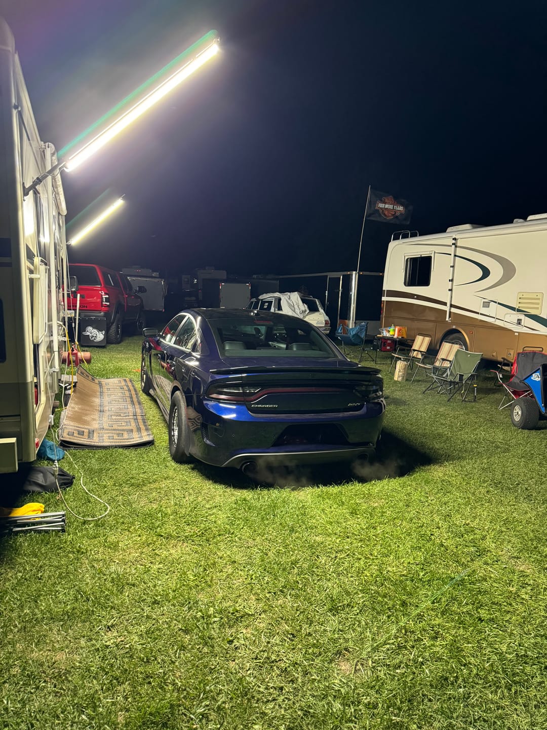 Customer photo review of Racing Trailer Pit Light – Dual 5 Foot Pole 20,000 Lumens
