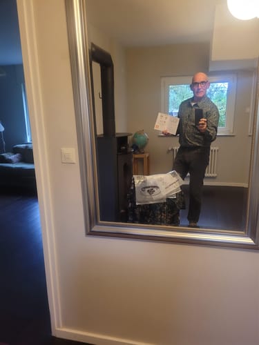 Customer photo review of Hommes Bleu Marine Vintage Coton Floral Respirant Bouton Fleur Chemise à manches longues