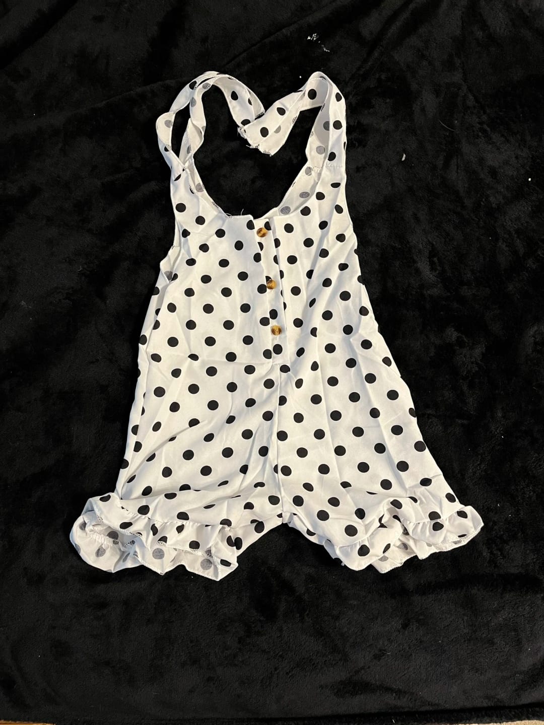 Customer photo review of Polka Dot Tie Shoulder Romper