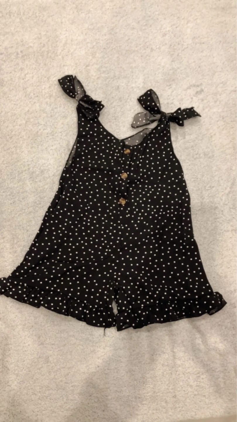 Customer photo review of Polka Dot Tie Shoulder Romper