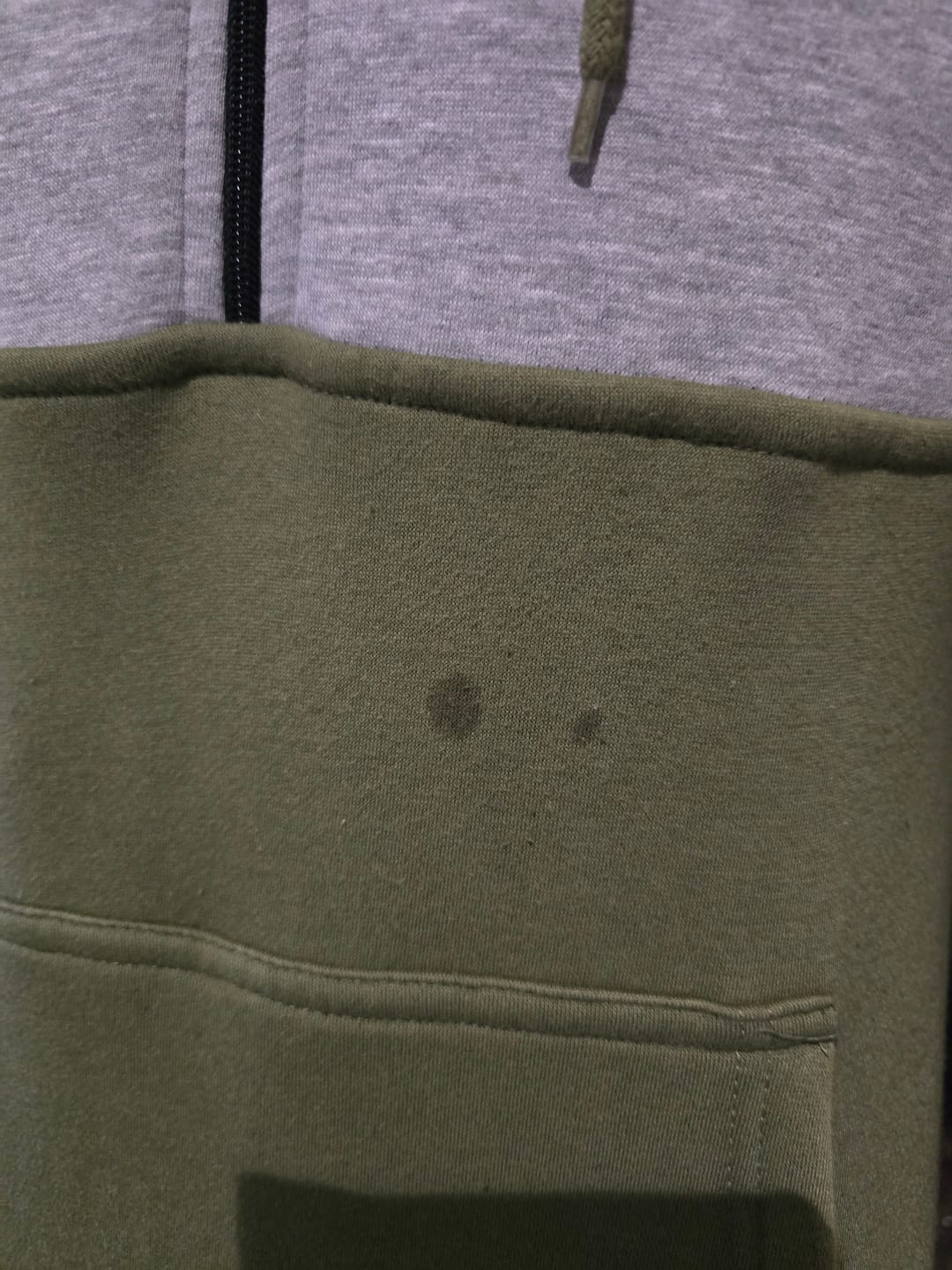 Customer photo review of Olive Green, Light Grey & Black | Half Zip Long Tail Hoody