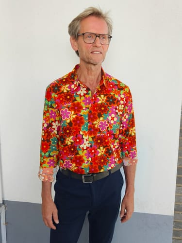 Customer photo review of Chemise à manches longues pour homme à imprimé floral vintage des années 70