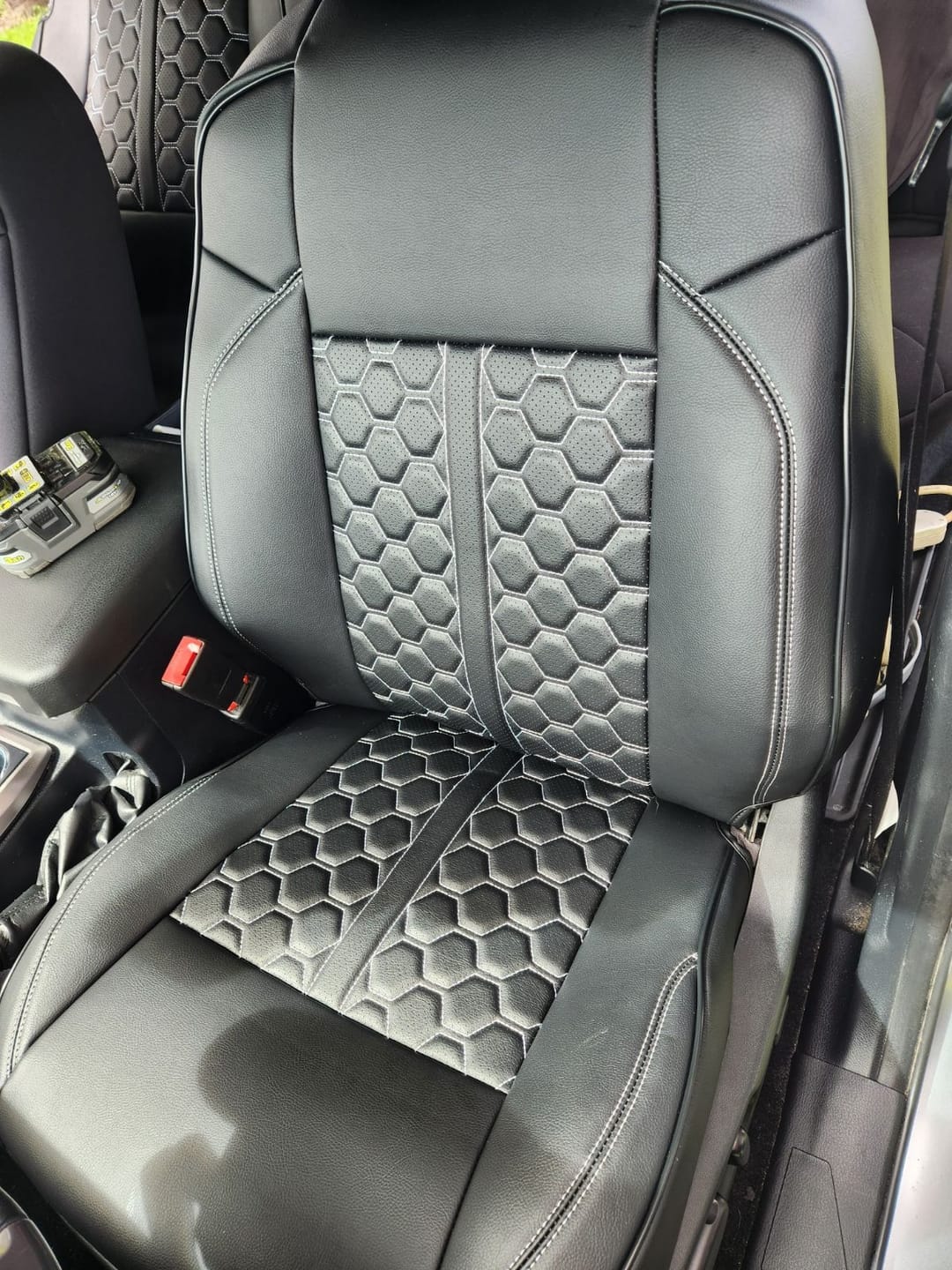 Customer photo review of 2016-23 Toyota Tacoma Custom Leather Seat Covers