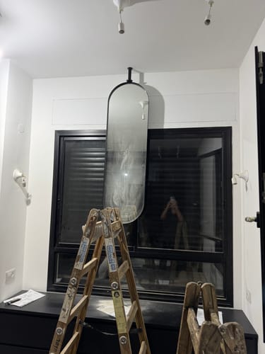 Customer photo review of מראה אובלית על עמוד לפי מידה