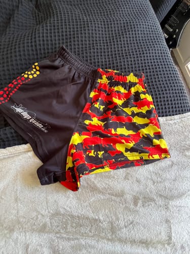Customer photo review of Indigenous Print Footy Shorts - WITH POCKETS