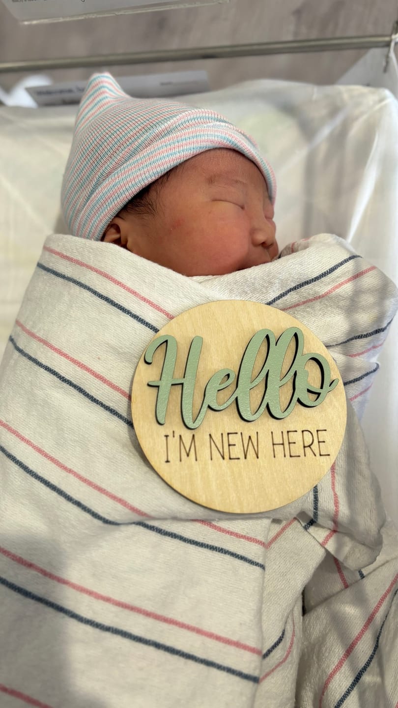 Customer photo review of Wooden Monthly Baby Milestones