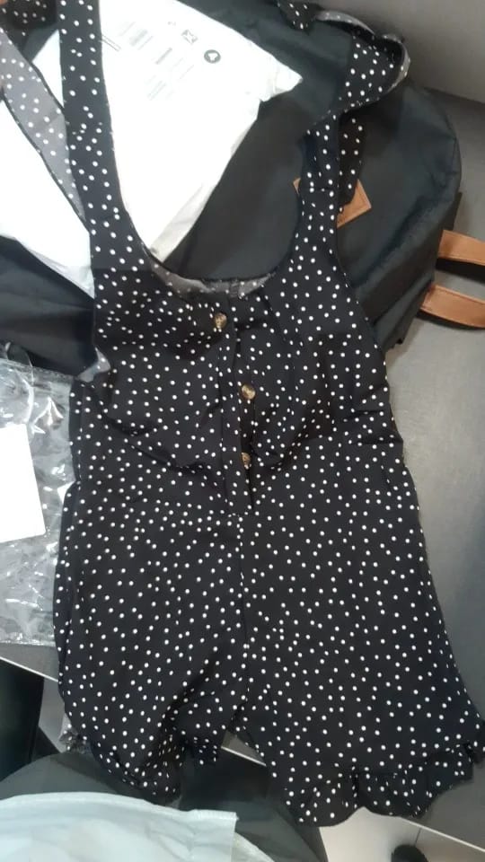 Customer photo review of Polka Dot Tie Shoulder Romper