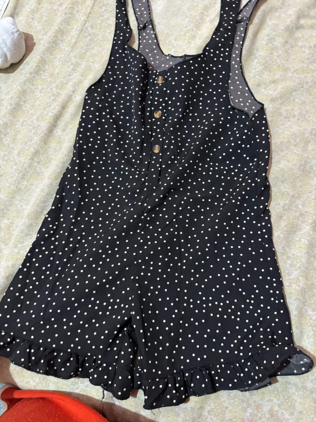 Customer photo review of Polka Dot Tie Shoulder Romper